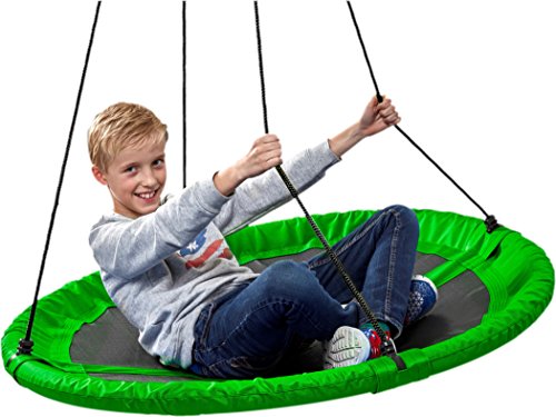 Izzy Nestschaukel Outdoor, Textilene-Material PE-Kunststoff, wetterfest, TÜV Rheinland GS Mehrkinderschaukel, max. Tragkraft 150kg, 90cm Durchmesser - Grün, 110D x 110B x 180H cm von Izzy