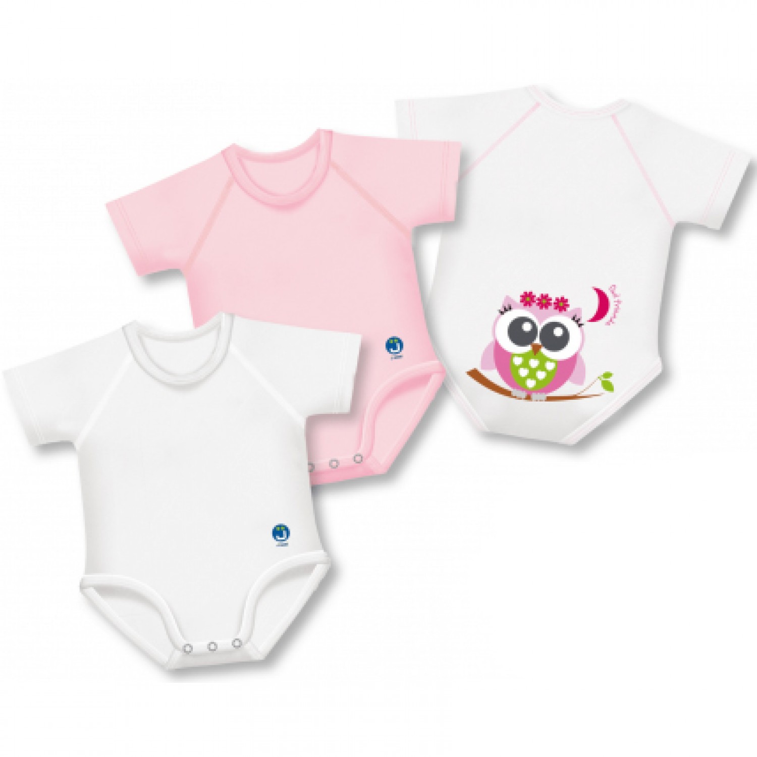 Set 3 Body Cotone J Bimbi 4Season Gufo Rosa 0-36 mesi von J BIMBI