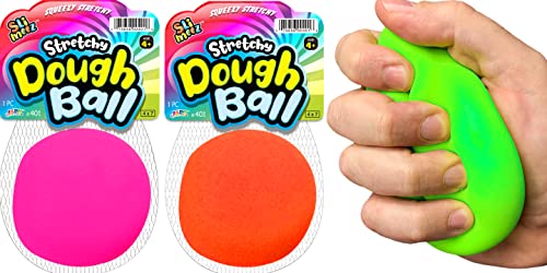 JA-RU Dehnbare Bälle Stressabbau (2 Bälle sortiert) Fidget Dough Ball Stressball Ziehen und dehnen Handtherapie oder sensorisches Zappelspielzeug, Squishy Angst Entspannendes Spielzeug Plus 1 Hüpfball von JA-RU