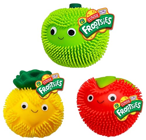 JA-RU Funsie Frootsies Leuchtende Quetschspielzeug (3 Einheiten sortiert) Juicy Squishy Cute Fruit Tap to Light Stretchy Foodie Stress Relief Sensorisches Spielzeug für Kinder, Teenager & Erwachsene von JA-RU