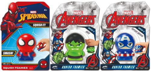 JA-RU Marvel Avengers & Spiderman Schaumstoffbälle für Kinder (3 Squishy Toy) Superhelden-Stressbälle Stressabbau-Therapie-Squeeze Ball Bulk-Geschenke & Klassenzimmerpreise ABC-6811-3 von JA-RU