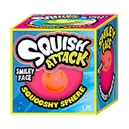 JA-RU Squish Attack Ball (1 Einheit sortiert) Squooshy Kugel mit 6 verschiedenen Smiley-Gesichtern Fidget Squishy Spielzeug für Kinder Teenager Erwachsene Weiche Stresstherapie Squish Stretch Party von JA-RU