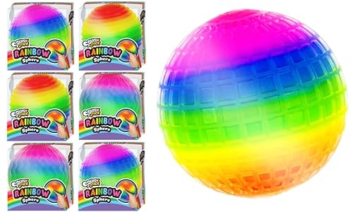 JA-RU Squish Attack Rainbow Sphere Ball (6 Einheiten sortiert) Smushy Sphere mit 7 Fidget Squishy Toys für Kinder, Teenager & Erwachsene Weiche Stresstherapie Spielzeug Smooshy Party Favor 5601-6 von JA-RU