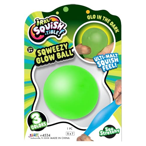 JA-RU Sqweezy Glow Ball (1 Ball Assorted) Glo in the Dark Squishy Toy for Boys & Girls Stretchy Ultra Squish Feel Fidget for Kids, Teen, Adult, Unwiderstehliche sensorische Entlastung Party Favor von JA-RU