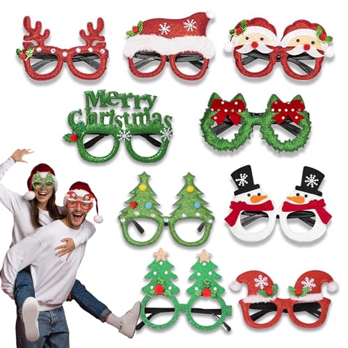 JAADU Weihnachtsbrillen, 9 Stück Partybrillen Set Kreative Weihnachten Brillen, Weihnachtsdeko Weihnachten Geschenke für Kinder und Erwachsene von JAADU