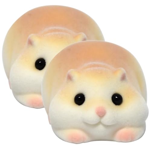 2pcs Squeeze Spielzeug süßes Hamster-förmiger Verschiebung Squeeze Ball 2.8x1.2x1.6 Weiche belastbare Stressspielzeug Stress-Relief-Spielzeug für Kinder Erwachsene Geschenk von JABALUX