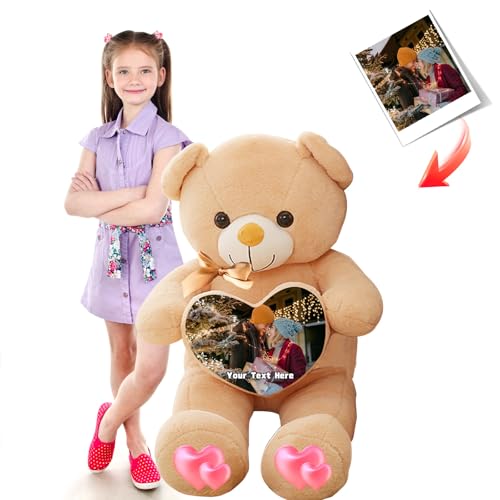 JABECODIFA 100 cm Teddybär Groß Personalisiert ValentinsGeschenke, Großer Teddybär XXL mit Namen Foto als Geschenk Weihnachten ValentinsGeschenke für Männer Abschluss Geschenk (100 cm) von JABECODIFA