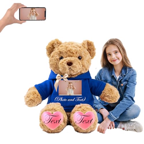 JABECODIFA 100 cm Teddybär Groß Personalisiert ValentinsGeschenke, Großer Teddybär mit Namen Foto als Geschenk Weihnachten ValentinsGeschenke für Männer Geburtstagsgeschenk Abschluss Geschenk (100 cm) von JABECODIFA