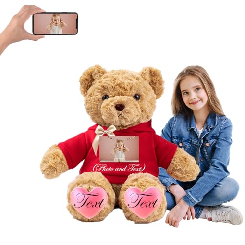 JABECODIFA 100 cm Teddybär Groß Personalisiert ValentinsGeschenke, Großer Teddybär mit Namen Foto als Geschenk Weihnachten ValentinsGeschenke für Männer Geburtstagsgeschenk Abschluss Geschenk (100 cm) von JABECODIFA