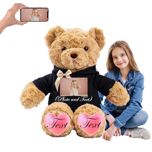 JABECODIFA 125 cm Teddybär Groß Personalisiert ValentinsGeschenke, Großer Teddybär mit Namen Foto als Geschenk Weihnachten ValentinsGeschenke für Männer Geburtstagsgeschenk Abschluss Geschenk (125 cm) von JABECODIFA