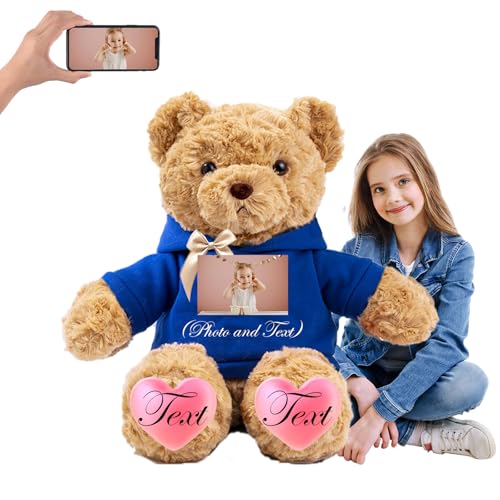 JABECODIFA 125 cm Teddybär Groß Personalisiert ValentinsGeschenke, Großer Teddybär mit Namen Foto als Geschenk Weihnachten ValentinsGeschenke für Männer Geburtstagsgeschenk Abschluss Geschenk (125 cm) von JABECODIFA