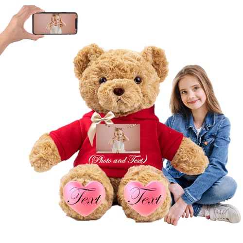 JABECODIFA 125 cm Teddybär Groß Personalisiert ValentinsGeschenke, Großer Teddybär mit Namen Foto als Geschenk Weihnachten ValentinsGeschenke für Männer Geburtstagsgeschenk Abschluss Geschenk (125 cm) von JABECODIFA