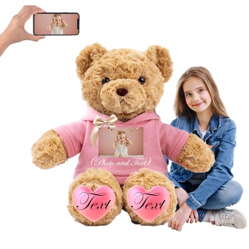 JABECODIFA 125 cm Teddybär Groß Personalisiert ValentinsGeschenke, Großer Teddybär mit Namen Foto als Geschenk Weihnachten ValentinsGeschenke für Männer Geburtstagsgeschenk Abschluss Geschenk (125 cm) von JABECODIFA