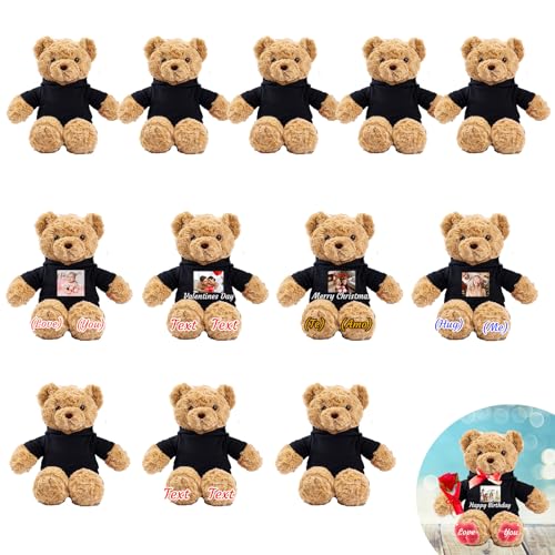 JABECODIFA 12er Set 30cm Personalisierte Teddybären mit Fotonamen als Personalisiertes Geschenk Valentinstag, zum Geburtstag, zur Hochzeit, als Klassenfeier, zum Lehrer JABECODIFA 12er Set 30cm Personalisierte Teddybären mit Fotonamen als Personalisiertes Geschenk Valentinstag, zum Geburtstag, zur Hochzeit, als Klassenfeier, zum Lehrer von JABECODIFA