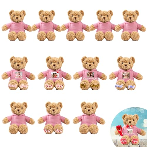 JABECODIFA 12er Set 30cm Personalisierte Teddybären mit Fotonamen als Personalisiertes Geschenk Valentinstag, zum Geburtstag, zur Hochzeit, als Klassenfeier, zum Lehrer JABECODIFA 12er Set 30cm Personalisierte Teddybären mit Fotonamen als Personalisiertes Geschenk Valentinstag, zum Geburtstag, zur Hochzeit, als Klassenfeier, zum Lehrer von JABECODIFA