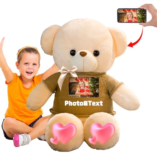 JABECODIFA 130 cm Teddybär Groß Personalisierter Geschenke XXL Teddybär mit Text Foto ValentinsGeschenke Geschenke für Weihnachten Geburtstagsgeschenk Es Mir Leid Geschenke für sie (130 cm) von JABECODIFA