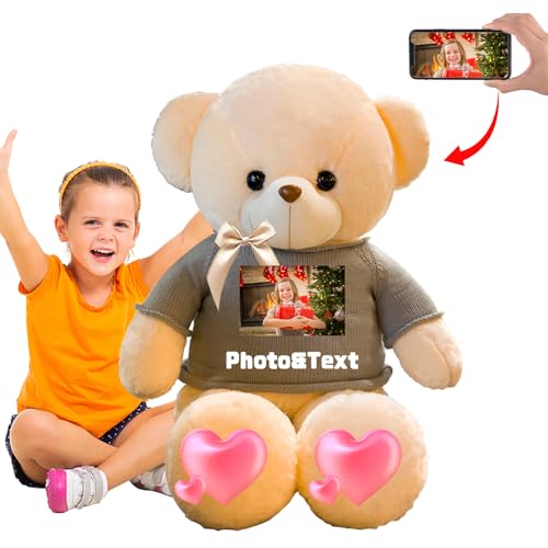 JABECODIFA 130 cm Teddybär Groß Personalisierter Geschenke XXL Teddybär mit Text Foto ValentinsGeschenke Geschenke für Weihnachten Geburtstagsgeschenk Es Mir Leid Geschenke für sie (130 cm) von JABECODIFA