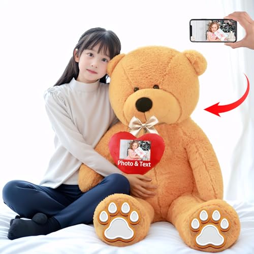 JABECODIFA 140 cm Teddybär Groß XXL Personalisierter Geschenke XXL Teddybär mit Text Foto als Geschenke für Weihnachten Geburtstagsgeschenk Es Mir Leid Geschenke für sie (140 cm) von JABECODIFA