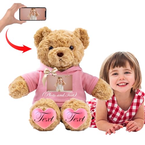 JABECODIFA 50 cm Teddybär Groß Personalisiert ValentinsGeschenke, Großer Teddybär mit Namen Foto als Geschenk Weihnachten ValentinsGeschenke für Männer Geburtstagsgeschenk Abschluss Geschenk (50 cm) von JABECODIFA