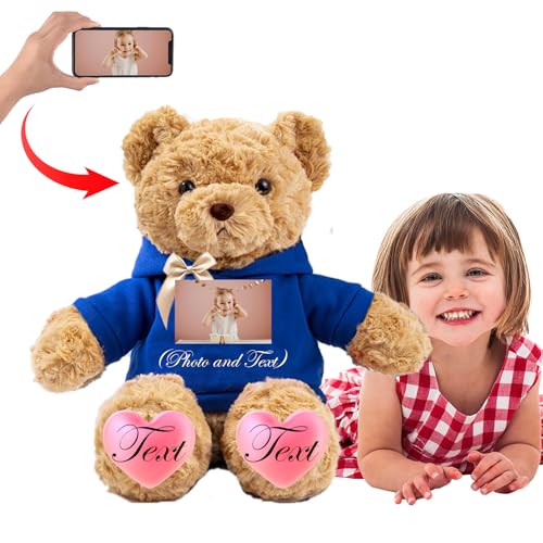 JABECODIFA 50 cm Teddybär Groß Personalisiert ValentinsGeschenke, Großer Teddybär mit Namen Foto als Geschenk Weihnachten ValentinsGeschenke für Männer Geburtstagsgeschenk Abschluss Geschenk (50 cm) von JABECODIFA