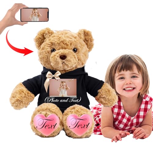 JABECODIFA 50 cm Teddybär Groß Personalisiert ValentinsGeschenke, Großer Teddybär mit Namen Foto als Geschenk Weihnachten ValentinsGeschenke für Männer Geburtstagsgeschenk Abschluss Geschenk (50 cm) von JABECODIFA