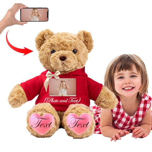 JABECODIFA 50 cm Teddybär Groß Personalisiert ValentinsGeschenke, Großer Teddybär mit Namen Foto als Geschenk Weihnachten ValentinsGeschenke für Männer Geburtstagsgeschenk Abschluss Geschenk (50 cm) von JABECODIFA