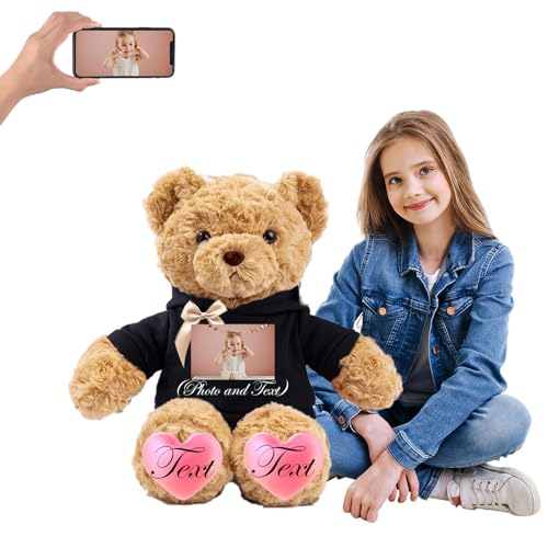 JABECODIFA 68 cm Teddybär Groß Personalisiert ValentinsGeschenke, Großer Teddybär mit Namen Foto als Geschenk Weihnachten ValentinsGeschenke für Männer Geburtstagsgeschenk Abschluss Geschenk (68 cm) von JABECODIFA