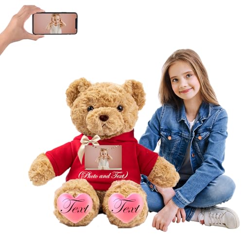 JABECODIFA 68 cm Teddybär Groß Personalisiert ValentinsGeschenke, Großer Teddybär mit Namen Foto als Geschenk Weihnachten ValentinsGeschenke für Männer Geburtstagsgeschenk Abschluss Geschenk (68 cm) von JABECODIFA