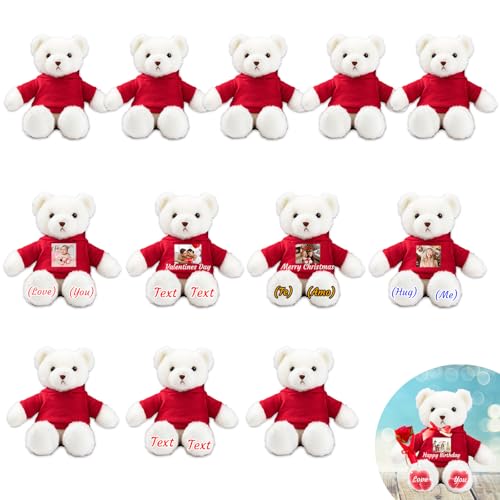 JABECODIFA 6er Set 30cm Personalisierte Teddybären mit Fotonamen als Personalisiertes Geschenk zu Weihnachten, zur Hochzeit, zur Klassenfeier, zum Lehrer JABECODIFA 6er Set 30cm Personalisierte Teddybären mit Fotonamen als Personalisiertes Geschenk zu Weihnachten, zur Hochzeit, zur Klassenfeier, zum Lehrer von JABECODIFA