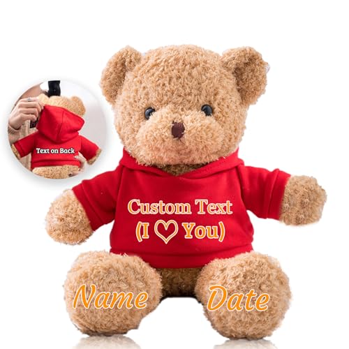 JABECODIFA Personalisierte Geschenke Teddybär für Kinder Erwachsene Plüschbär Plüschtiere mit Text+Foto, Personalisierte Teddybär mit als Geschenke für Valentinstag Geburtstag (30cm-Text+Foto) von JABECODIFA