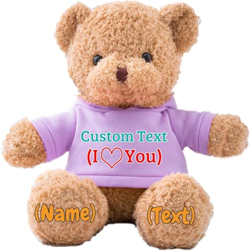 JABECODIFA Personalisierte Geschenke Teddybär für Kinder Erwachsene Plüschbär Plüschtiere mit Text+Foto, Personalisierte Teddybär mit als Geschenke für Valentinstag Geburtstag (30cm-Text+Foto) von JABECODIFA