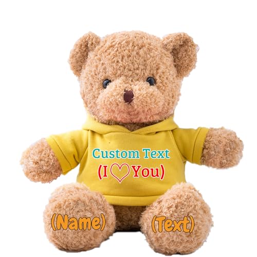 JABECODIFA Personalisierte Geschenke Teddybär für Kinder Erwachsene Plüschbär Plüschtiere mit Text+Foto, Personalisierte Teddybär mit als Geschenke für Valentinstag Geburtstag (30cm-Text+Foto) von JABECODIFA