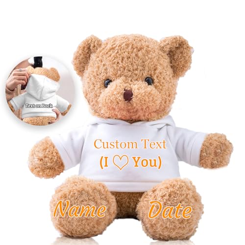 JABECODIFA Personalisierte Geschenke Teddybär für Kinder Erwachsene Plüschbär Plüschtiere mit Text+Foto, Personalisierte Teddybär mit als Geschenke für Valentinstag Geburtstag (30cm-Text+Foto) von JABECODIFA