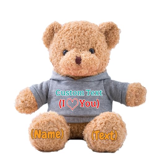 JABECODIFA Personalisierte Geschenke Teddybär für Kinder Erwachsene Plüschbär Plüschtiere mit Text+Foto, Personalisierte Teddybär mit als Geschenke für Valentinstag Geburtstag (30cm-Text+Foto) von JABECODIFA