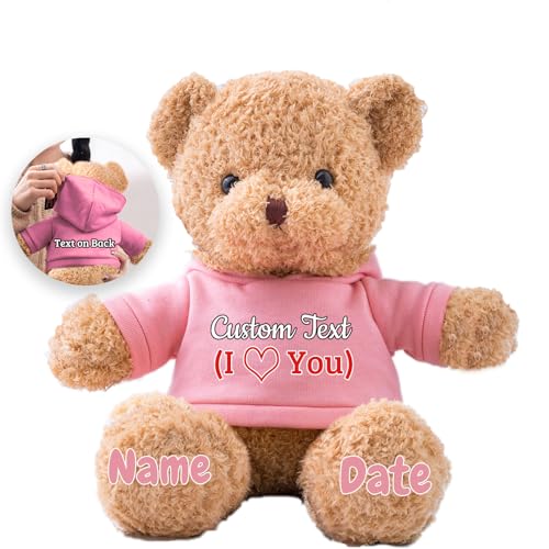 JABECODIFA Personalisierte Geschenke Teddybär für Kinder Erwachsene Plüschbär Plüschtiere mit Text+Foto, Personalisierte Teddybär mit als Geschenke für Valentinstag Geburtstag (30cm-Text+Foto) von JABECODIFA