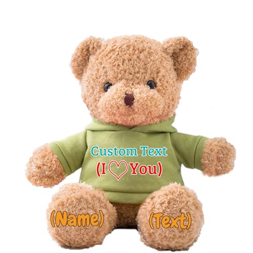 JABECODIFA Personalisierte Geschenke Teddybär für Kinder Erwachsene Plüschbär Plüschtiere mit Text+Foto, Personalisierte Teddybär mit als Geschenke für Valentinstag Geburtstag (30cm-Text+Foto) von JABECODIFA