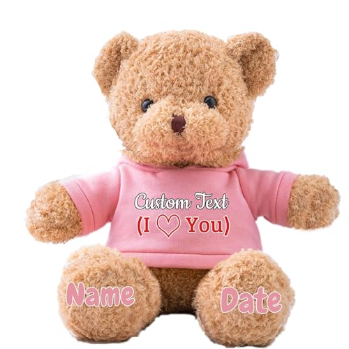 JABECODIFA Personalisierte Geschenke Teddybär für Kinder Erwachsene Plüschbär Plüschtiere mit Text+Foto, Personalisierte Teddybär mit als Geschenke für Valentinstag Geburtstag (40cm-Text+Foto) von JABECODIFA