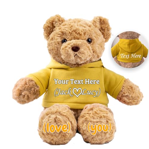 JABECODIFA Personalisierte Teddybär für Sie Ihn Bär Plüsch mit Benutzerdefinierten Text+Foto, Personalisierte Geschenke Teddybär für Valentinstag Weihnachten Geburtstag (26cm-Text+Foto) von JABECODIFA