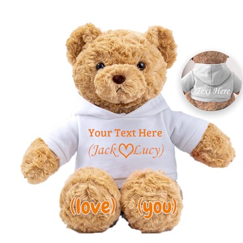 JABECODIFA Personalisierte Teddybär für Sie Ihn Bär Plüsch mit Benutzerdefinierten Text+Foto, Personalisierte Geschenke Teddybär für Valentinstag Weihnachten Geburtstag (26cm-Text+Foto) von JABECODIFA