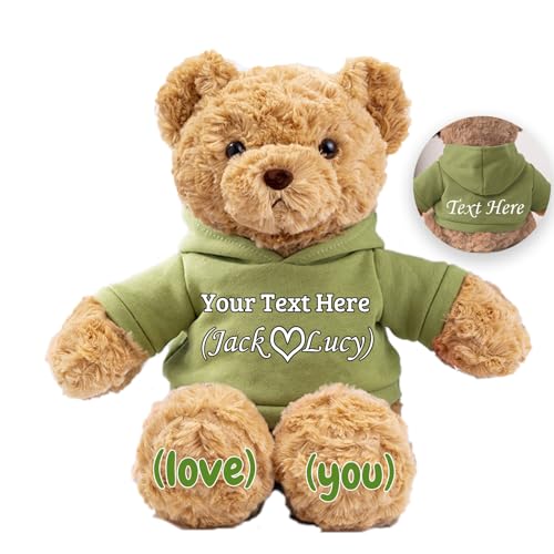 JABECODIFA Personalisierte Teddybär für Sie Ihn Bär Plüsch mit Benutzerdefinierten Text+Foto, Personalisierte Geschenke Teddybär für Valentinstag Weihnachten Geburtstag (26cm-Text+Foto) von JABECODIFA