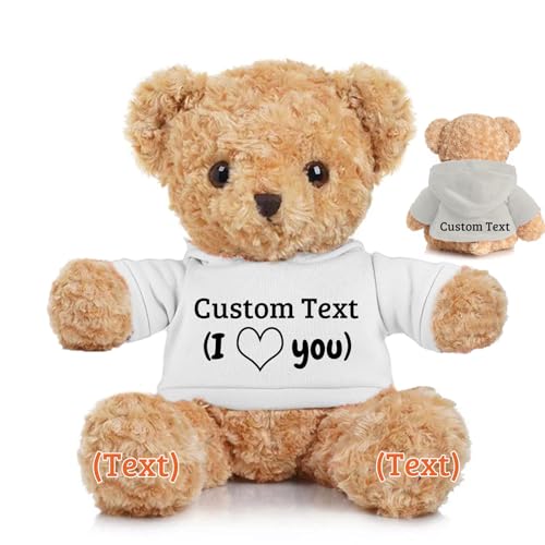 JABECODIFA Personalisierter Teddybär für Ihn Sie, Brauner Bär Plüschtier mit Text+Foto, Personalisierte Geschenke für Weihnachten Valentinstag Geburtstag Geschenke (30cm-Text+Foto) von JABECODIFA