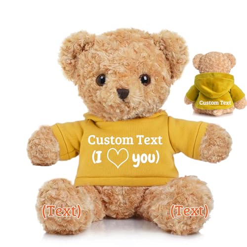 JABECODIFA Personalisierter Teddybär für Ihn Sie, Brauner Bär Plüschtier mit Text+Foto, Personalisierte Geschenke für Weihnachten Valentinstag Geburtstag Geschenke (30cm-Text+Foto) von JABECODIFA