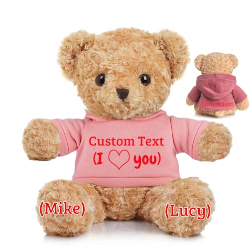 JABECODIFA Personalisierter Teddybär für Ihn Sie, Brauner Bär Plüschtier mit Text+Foto, Personalisierte Geschenke für Weihnachten Valentinstag Geburtstag Geschenke (30cm-Text+Foto) von JABECODIFA