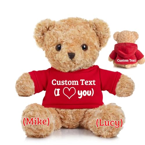 JABECODIFA Personalisierter Teddybär für Ihn Sie, Brauner Bär Plüschtier mit Text+Foto, Personalisierte Geschenke für Weihnachten Valentinstag Geburtstag Geschenke (30cm-Text+Foto) von JABECODIFA