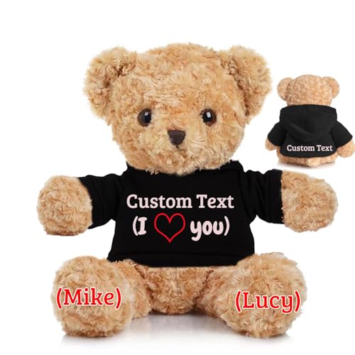 JABECODIFA Personalisierter Teddybär für Ihn Sie, Brauner Bär Plüschtier mit Text+Foto, Personalisierte Geschenke für Weihnachten Valentinstag Geburtstag Geschenke (30cm-Text+Foto) von JABECODIFA