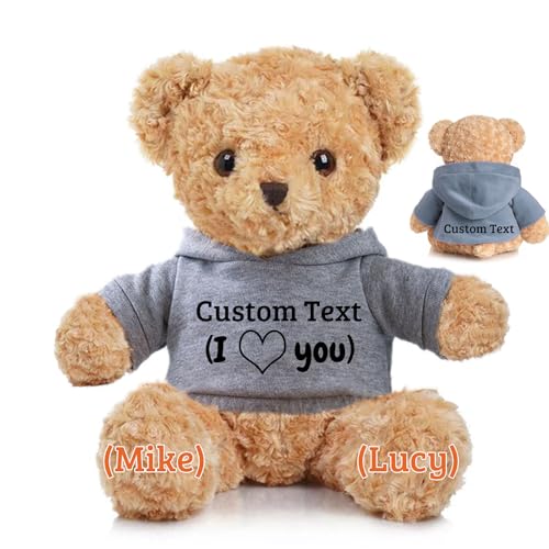 JABECODIFA Personalisierter Teddybär für Ihn Sie, Brauner Bär Plüschtier mit Text+Foto, Personalisierte Geschenke für Weihnachten Valentinstag Geburtstag Geschenke (40cm-Text+Foto) von JABECODIFA