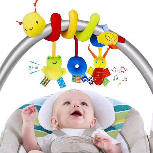 JACKANNA Krippe Spirale Spielzeug, Aktivität Spirale Spielzeug, Baby Sitz Krippe Plüschtiere, Multi-funktionale Bunte Bettseite Bell Rasseln von JACKANNA