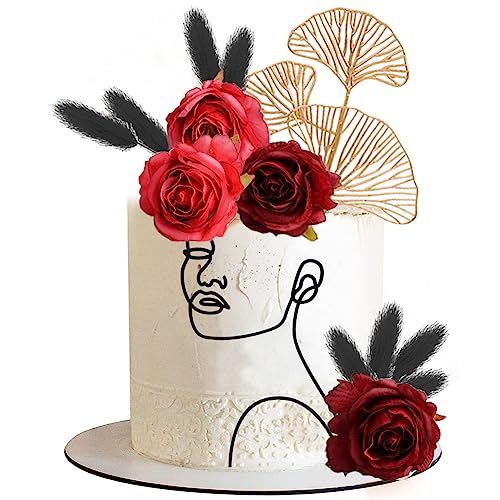 JAHEMU Tortendeko Lady Face Acryl Kuchen Boho Geburtstag Kuchendekoration für Brautparty Geburtstagsparty 37 Stück von JAHEMU