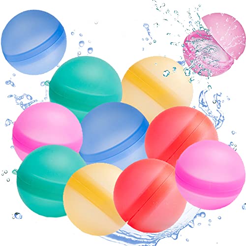 JAHEMU Wiederverwendbare Wasserballons Silikon Wasserbomben mit Schnell Befüllbare wasserspielzeug kinder für Sommer Draussen Pool Strand Party 10 Stück von JAHEMU