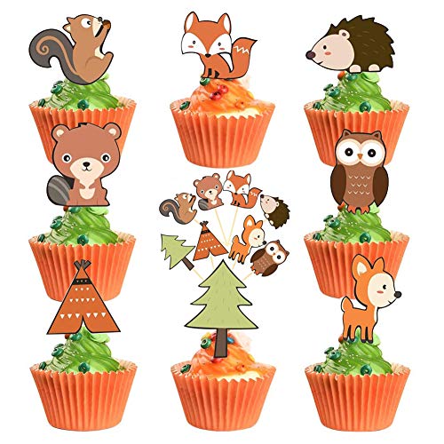 JAHEMU Tortendeko Cake Topper Geburtstag Kuchendeko Tier Kuchen Topper Dessert Cupcake Dekoration für Kinder Geburtstag Party 48 Stück von JAHEMU